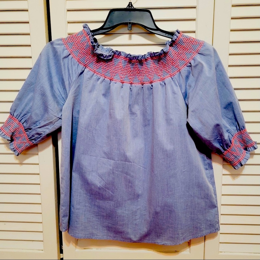 Smocked Cropped Blouse